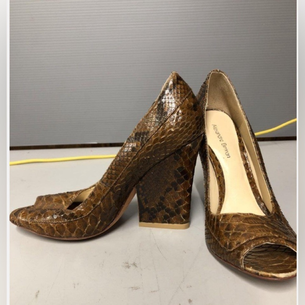 Alexandre Birman brown Croc wedge shoe